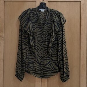 Veronica Beard Camilla Silk Zebra Blouse